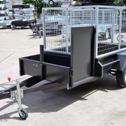 6×4 Basic Gardening Trailer with Open Mower Box for SaleTRAILER SPECIFICATIONS  6x4 Basic Gardening Trailer for sale in Loganholme, Brisbane 750KG GVM Slipper Suspension 3 Ft. High Galvanised Cage Rear Barn Doors Removable Rear Bar Checkerplate Floor 12" Sides Drop Down Rear Tailgate Tie Rails Extended Draw Bar Open Mower Box New Sunraysia Rims with Brand New Tyres LED Lights